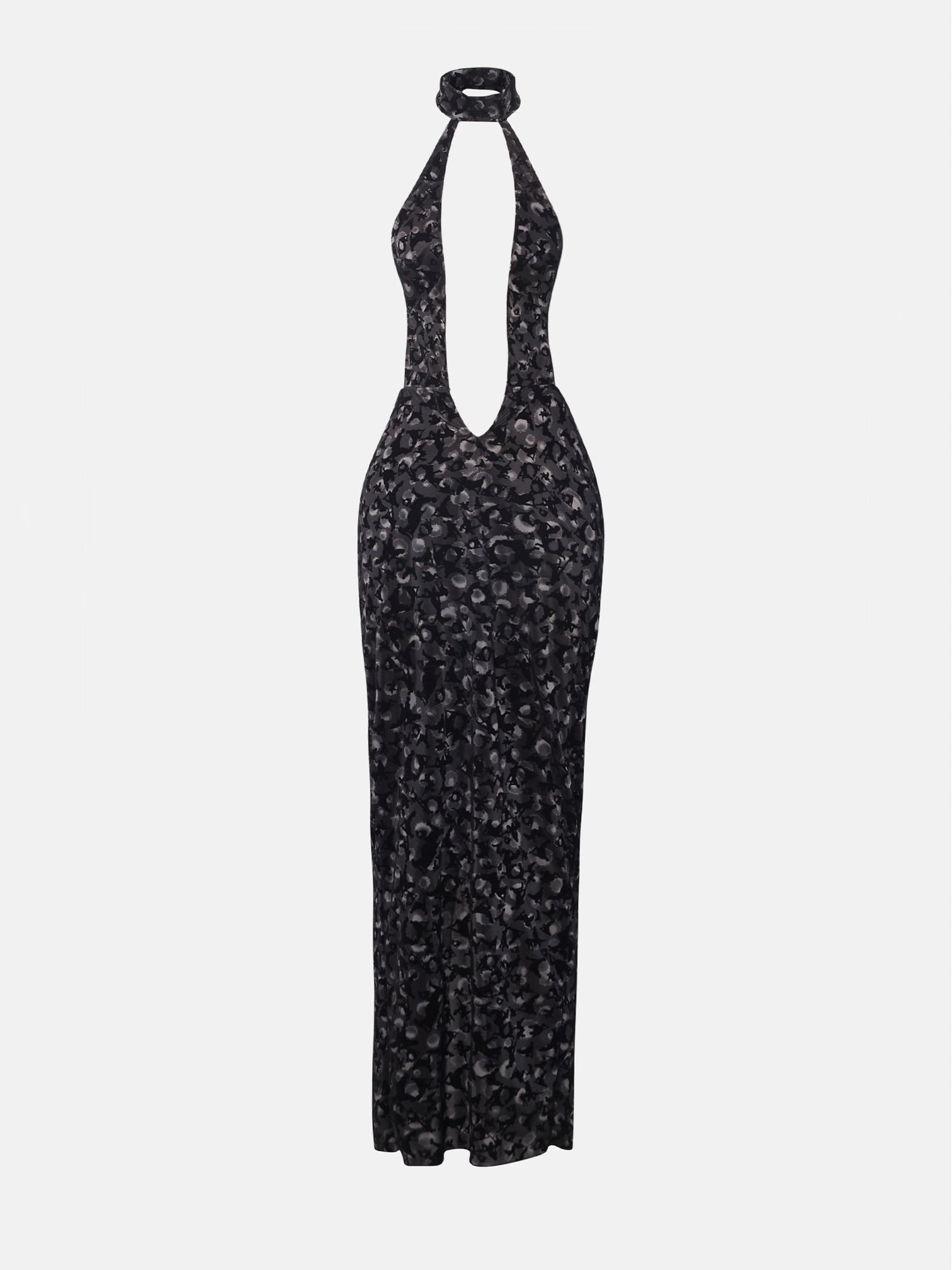 Leopard Print Sexy Halterneck Backless Lace-up Maxi Dress