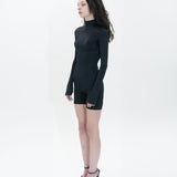 Cat Call Padded Playsuit Black