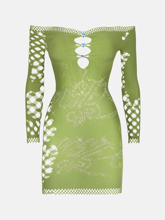 Coco Dress Long Sleeve in Sativa Green
