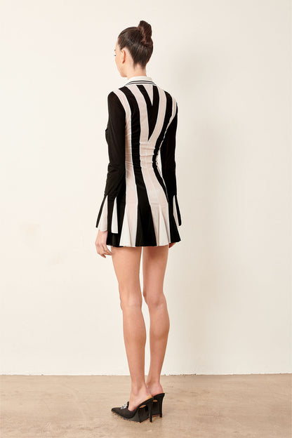 Dakota Dress Black/White Stripe