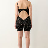 Darling Playsuit Black Leopard Print