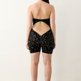 Darling Playsuit Black Leopard Print