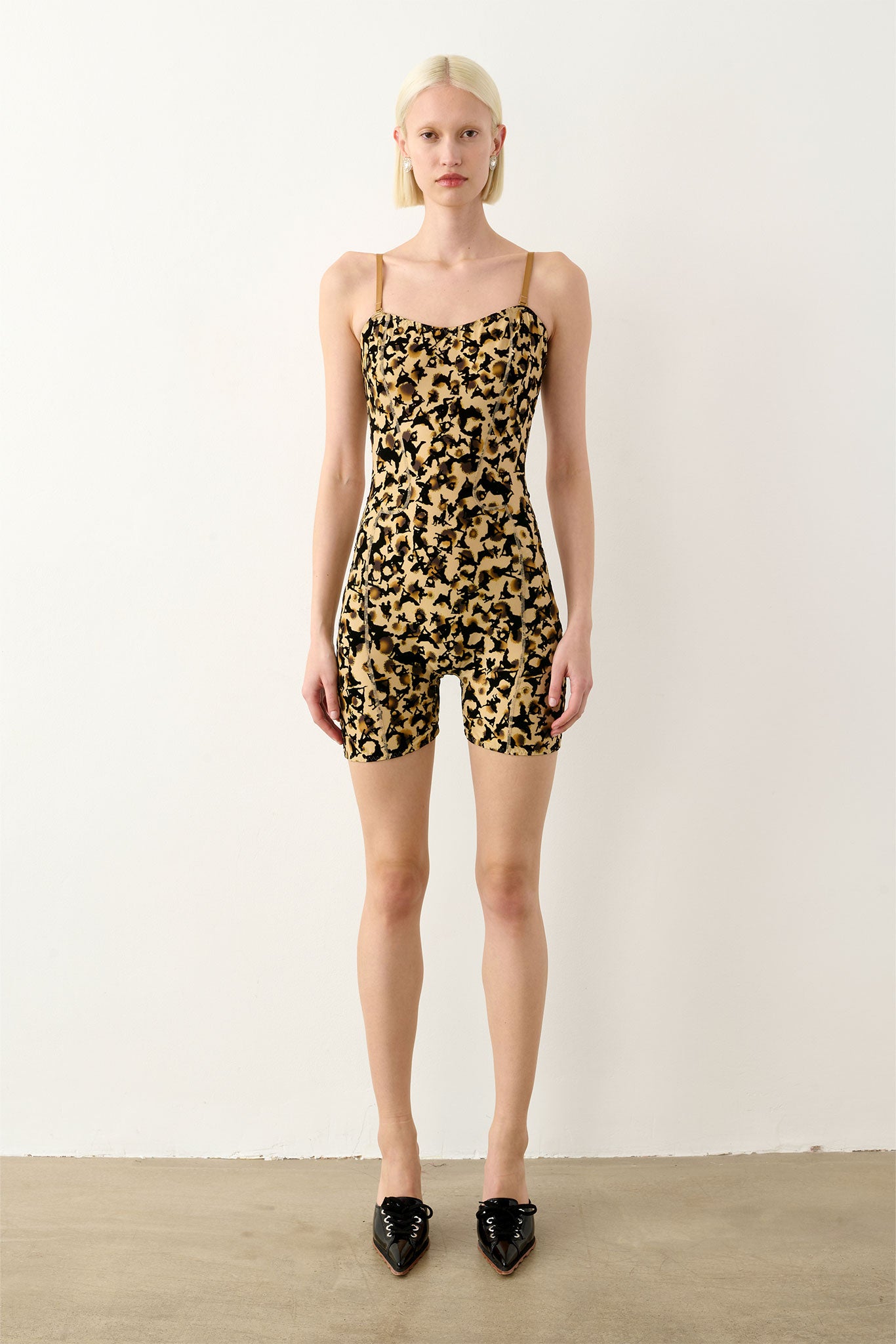 Darling Bandeau Bodycon Playsuit Beige Leopard POSTER GIRL