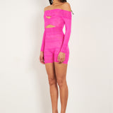 Davina Sleeved Romper Harlot Pink