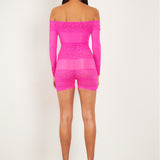 Davina Sleeved Romper Harlot Pink