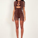 Dinero Playsuit Old Money Brown