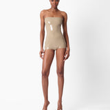 Downtown Latex Playsuit Taupe