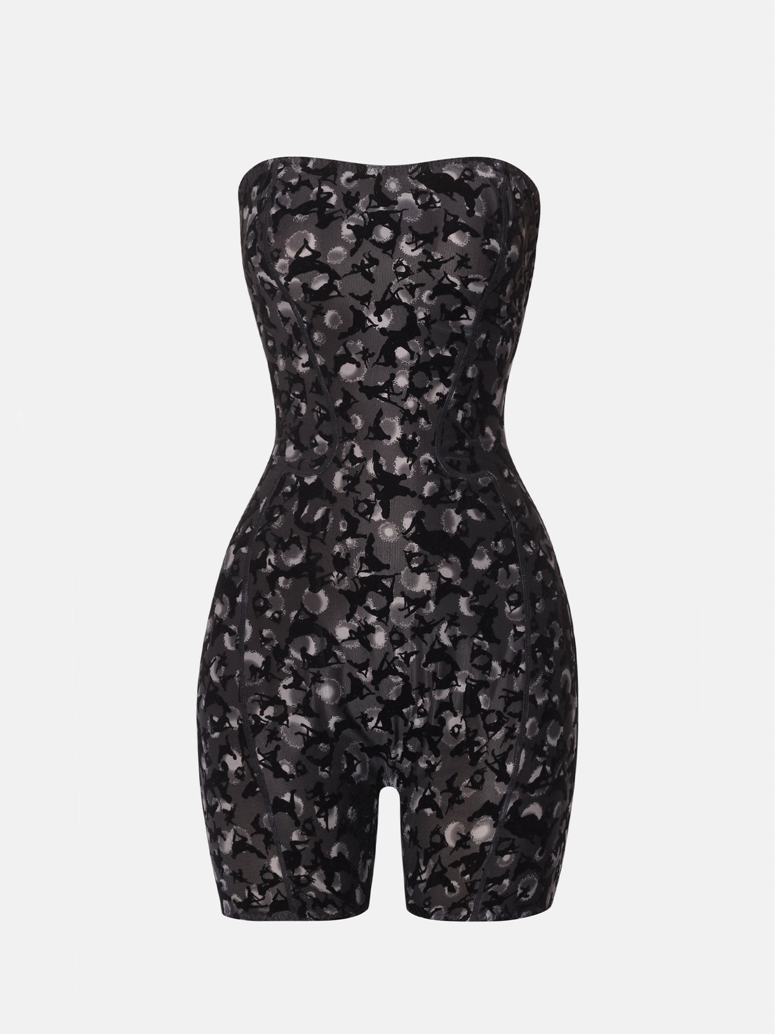 Darling Bandeau Bodycon Playsuit Black Leopard | POSTER GIRL