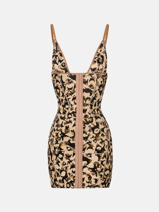 Doll Dress Beige Leopard Print