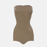 Downtown Latex Playsuit Taupe