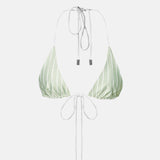 Elle Bikini Top Green & White Pinstripe