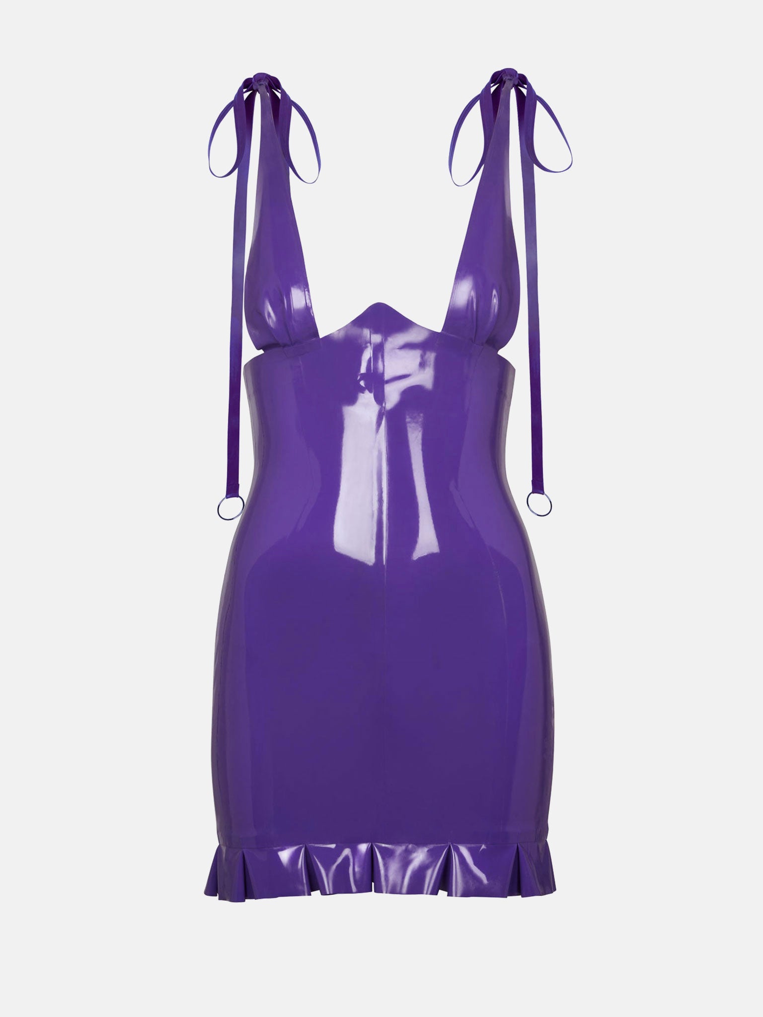 Florence Latex Ruffle Mini Dress Purple | POSTER GIRL