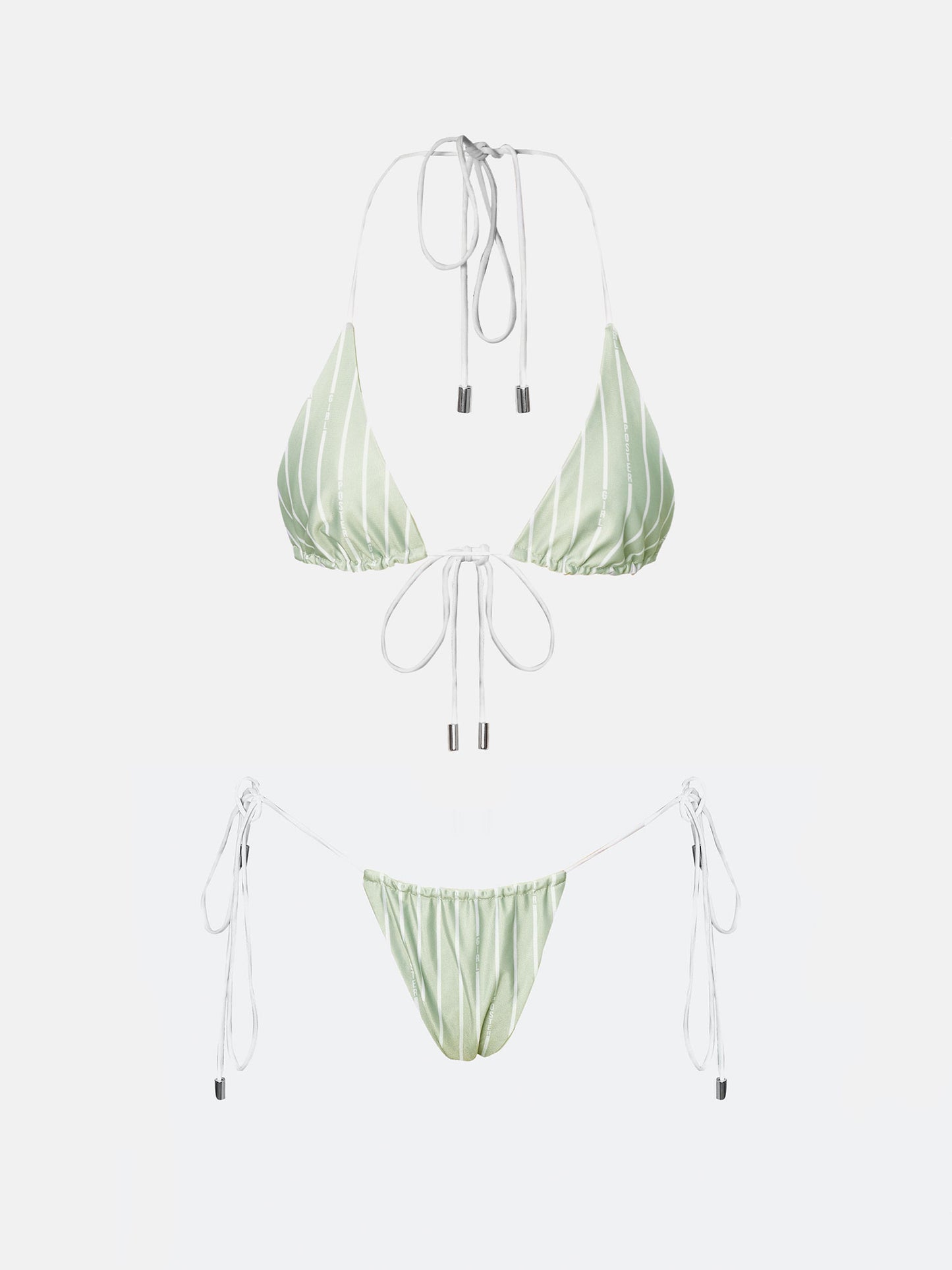 Woods Bikini Bottoms Green/White Pinstripe