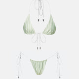 Elle Bikini Top Green & White Pinstripe