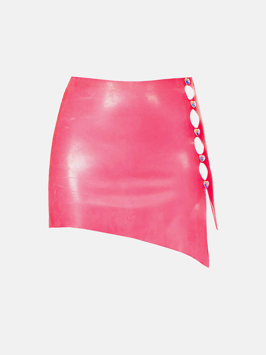 Goldie Latex Skirt Shocking Pink