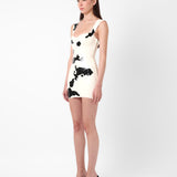 Hollywood Latex Dress Black & White Cow Print
