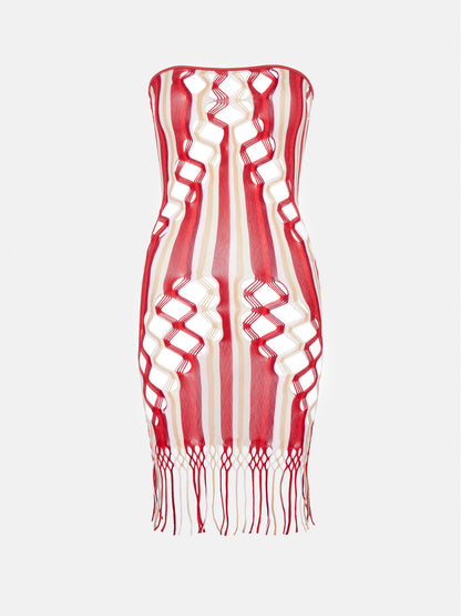 Haze Dress Burgundy Stripe