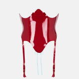 Hook Latex Waspie Corset Burgundy