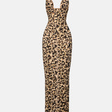 Hun Dress Beige Leopard Print