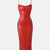 Whistle Latex Midi Dress Red