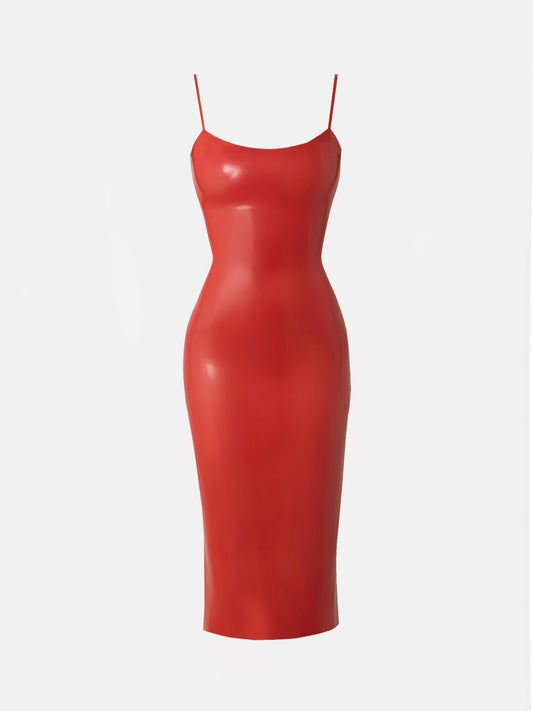 Whistle Latex Midi Dress Red