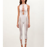 Rhinestoned Janice Jumpsuit Optic White