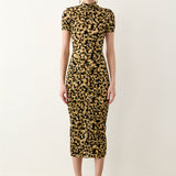 Knockout Dress Beige Leopard Print