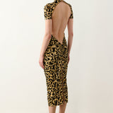 Knockout Dress Beige Leopard Print