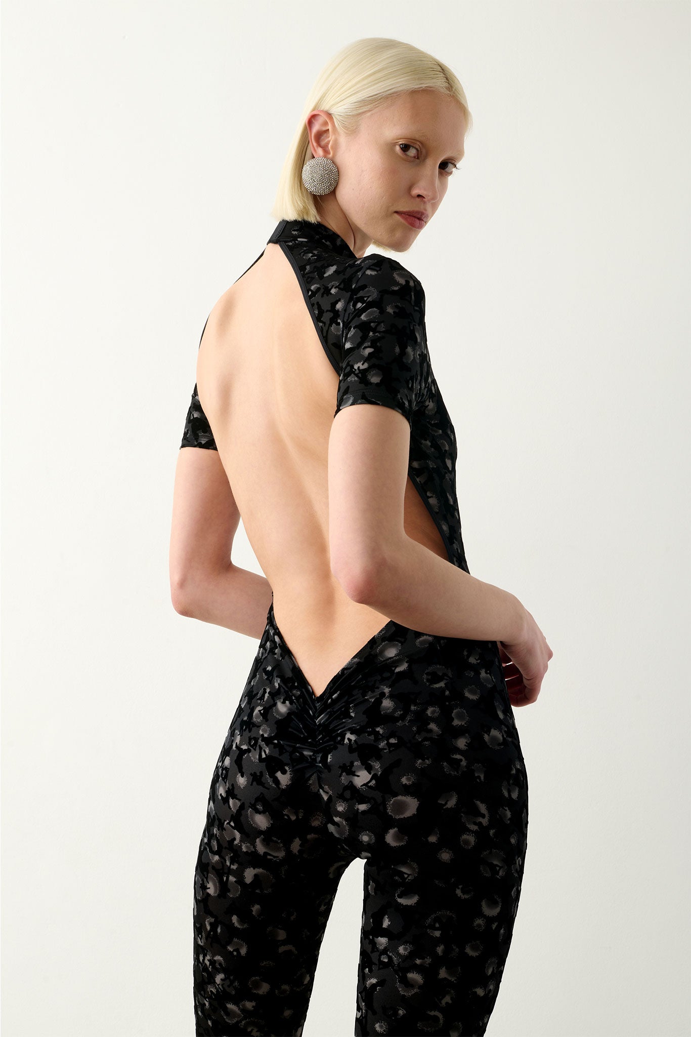 Knockout Jumpsuit Black Leopard Print