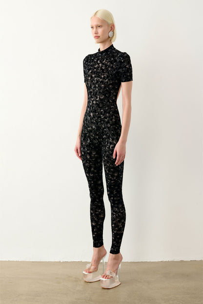 Knockout Jumpsuit Black Leopard Print