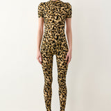 Knockout Jumpsuit Beige Leopard Print