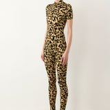 Knockout Jumpsuit Beige Leopard Print