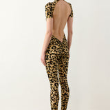 Knockout Jumpsuit Beige Leopard Print