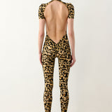 Knockout Jumpsuit Beige Leopard Print