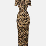 Knockout Dress Beige Leopard Print