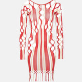 Krill Dress Burgundy Stripe