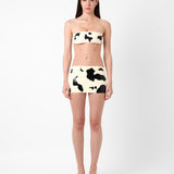 Bronco Latex Mini Skirt Black & White Cow Print