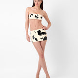 Bronco Latex Mini Skirt Black & White Cow Print