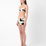 Bronco Latex Mini Skirt Black & White Cow Print