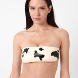 Bronco Latex Bandeau Top Black & White Cow Print