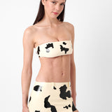 Bronco Latex Mini Skirt Black & White Cow Print