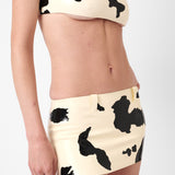 Bronco Latex Mini Skirt Black & White Cow Print