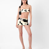 Bronco Latex Mini Skirt Black & White Cow Print