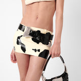 Bronco Latex Mini Skirt Black & White Cow Print
