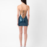 Bunny Latex Mini Dress Peacock Blue
