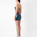 Bunny Latex Mini Dress Peacock Blue