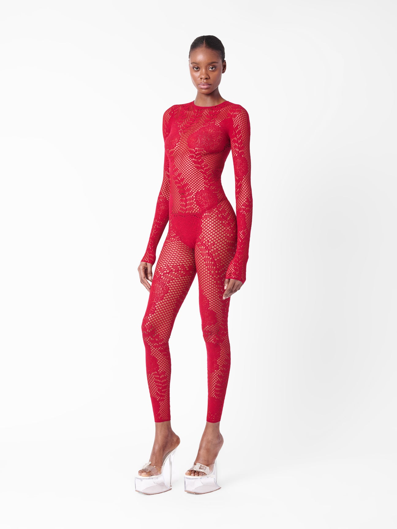 Fishing Net Sheer Long Sleeve Jumpsuit