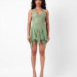 Limited Edition Munroe Rhinestone Dress in Stripe Billionaire Green