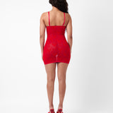 Scarlett Dress Flocked Mesh Red