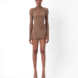 Raquel Dress Kahlua Brown Rhinestone